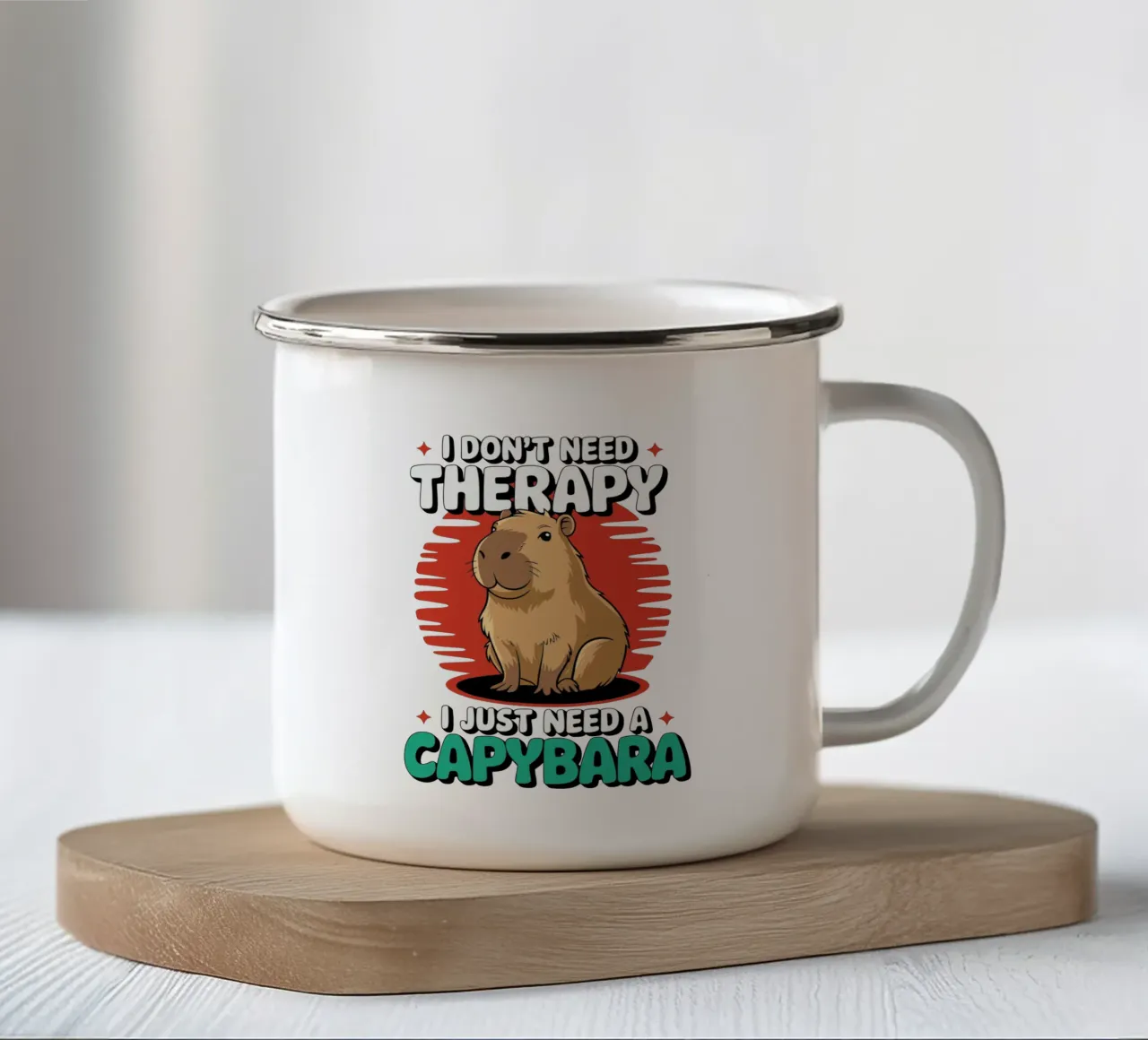 I don't need therapy, I just need a capybara Emaille Tasse von edsonramosart