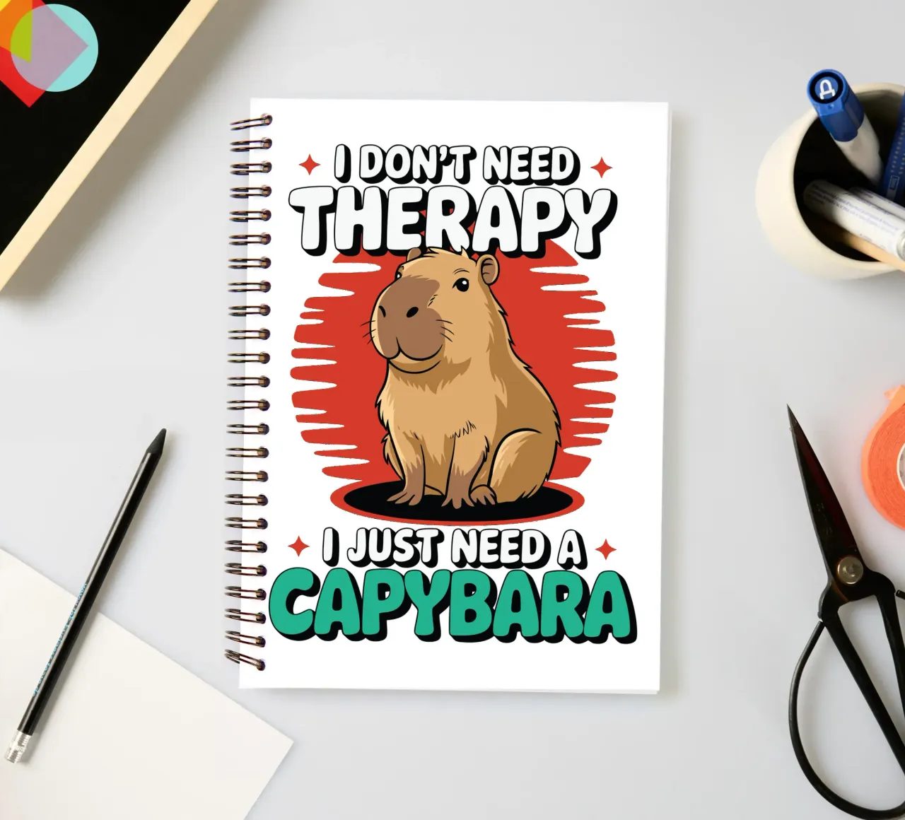 I don't need therapy, I just need a capybara spiral notebook by edsonramosart