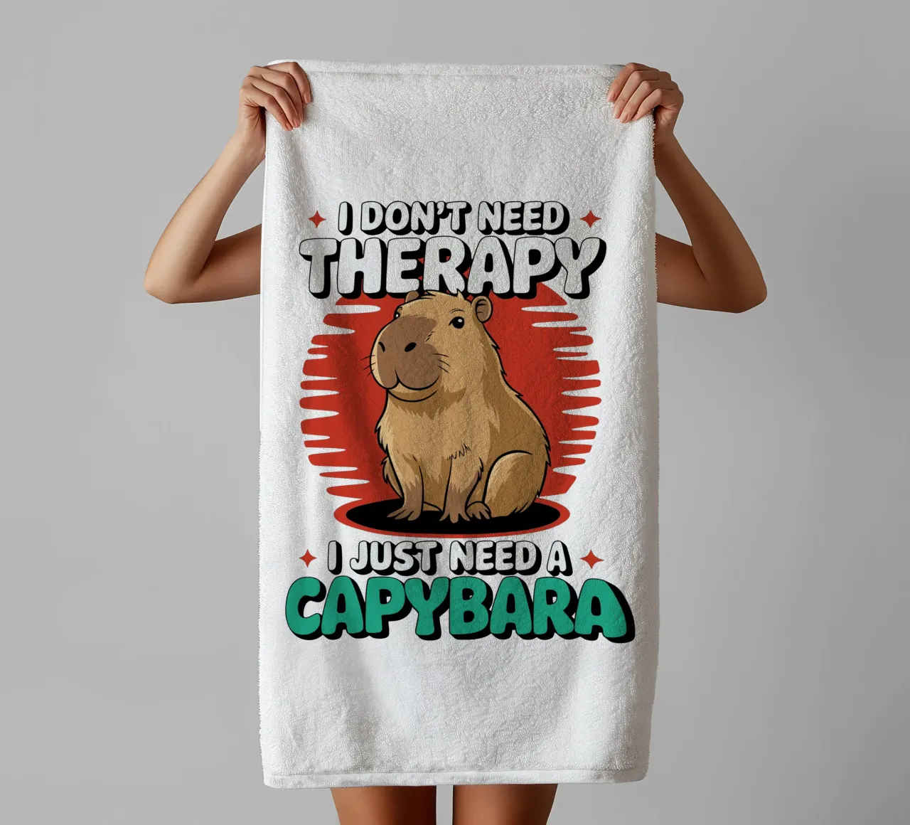 I don't need therapy, I just need a capybara asciugamano da bagno da edsonramosart