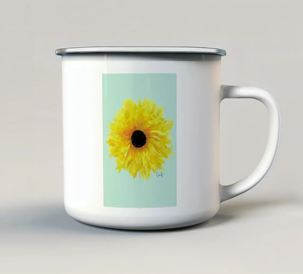 Sol enamel mug by Xchange Art Studio