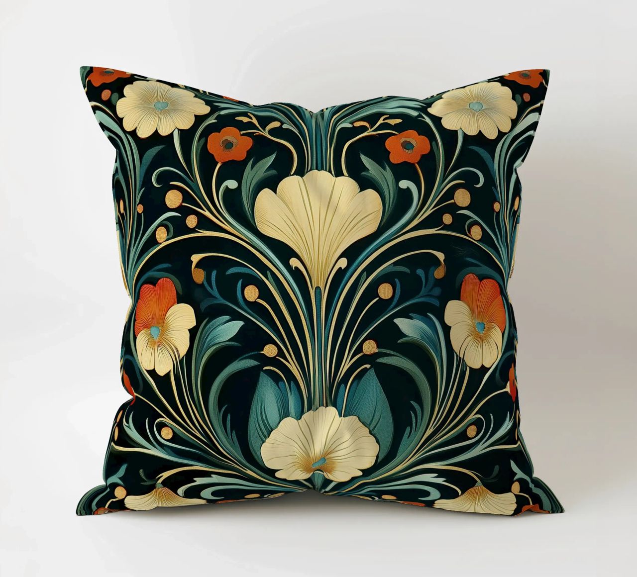 Art Nouveau - Opulent structures decorative cushion by Artful Bloom