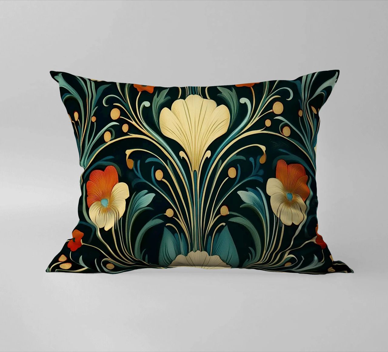 Art Nouveau - Opulent structures decorative cushion by Artful Bloom