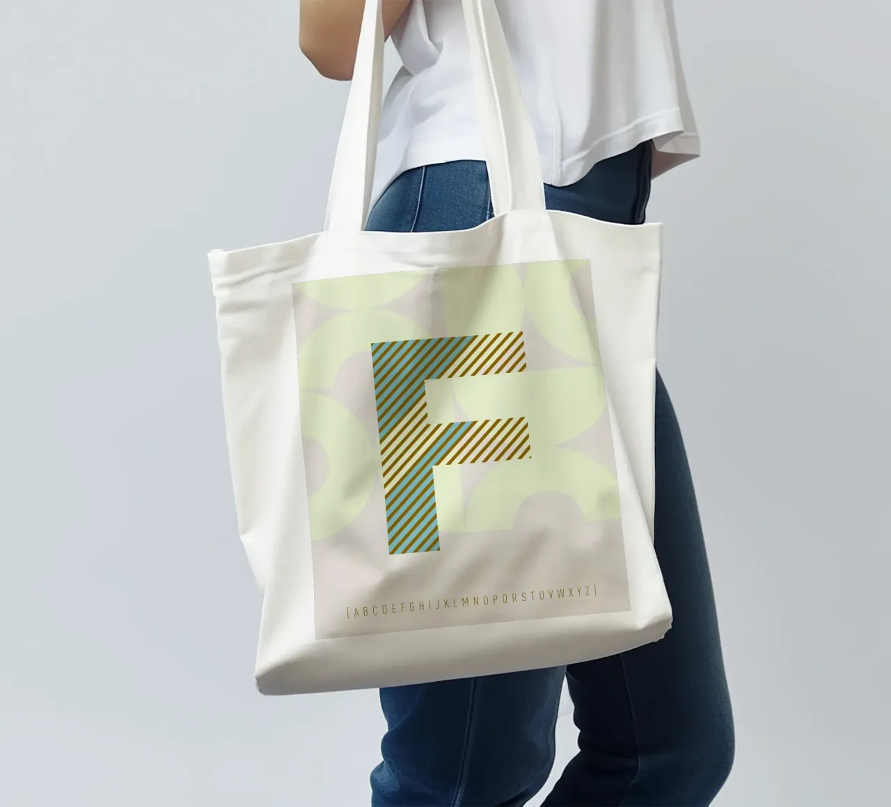 F Typeface Alphabet borsa in juta da lazydaypaper
