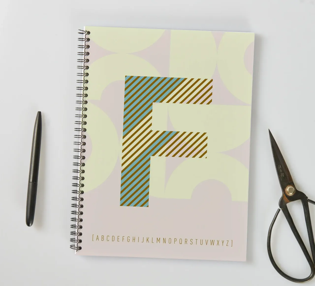 F Typeface Alphabet spiral notebook by lazydaypaper