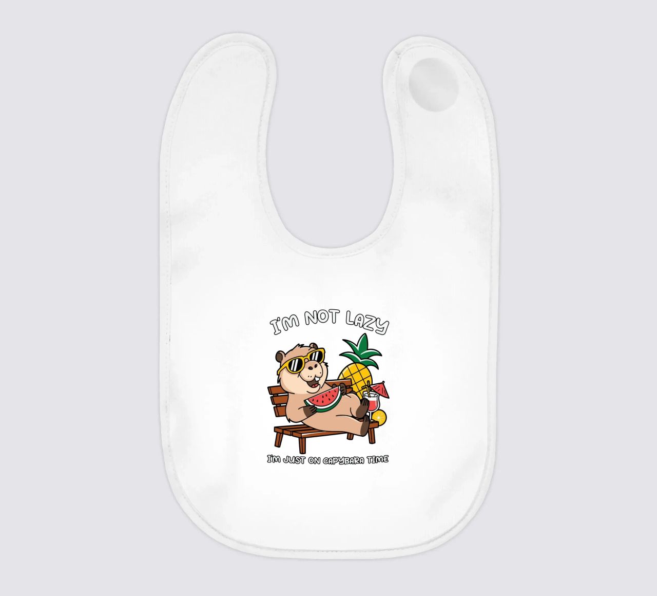 I'M NOT LAZY. I'M JUST ON CAPYBARA TIME baby bib by edsonramosart