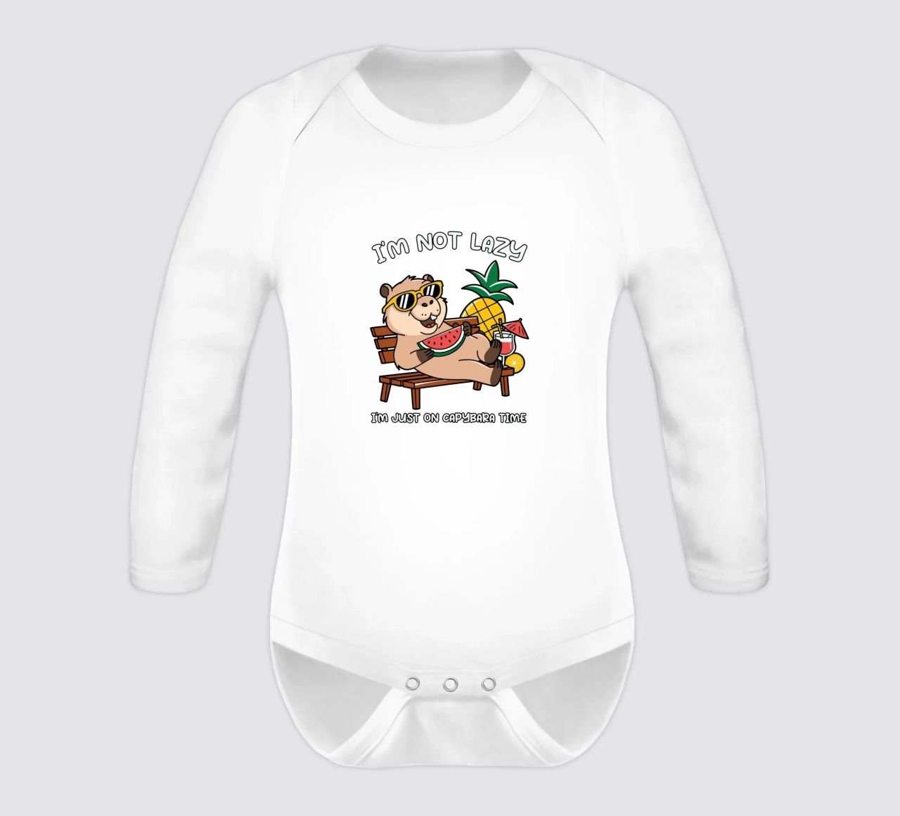 I'M NOT LAZY. I'M JUST ON CAPYBARA TIME body neonato maniche lunghe da edsonramosart