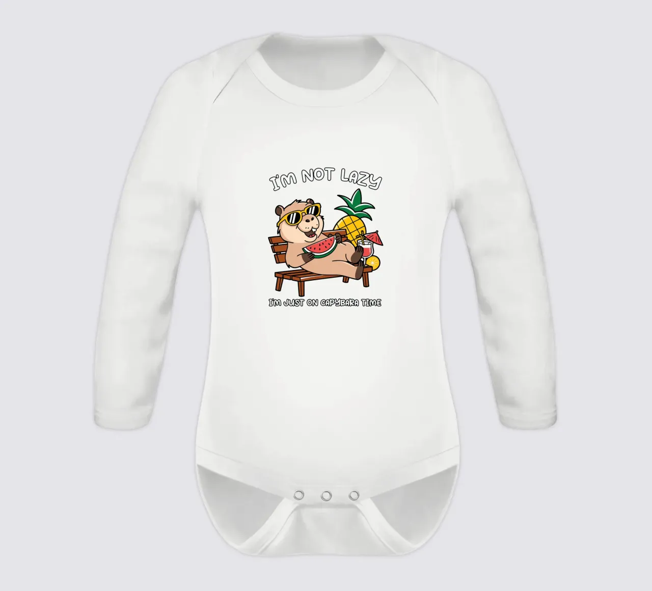 I'M NOT LAZY. I'M JUST ON CAPYBARA TIME body neonato maniche lunghe da edsonramosart