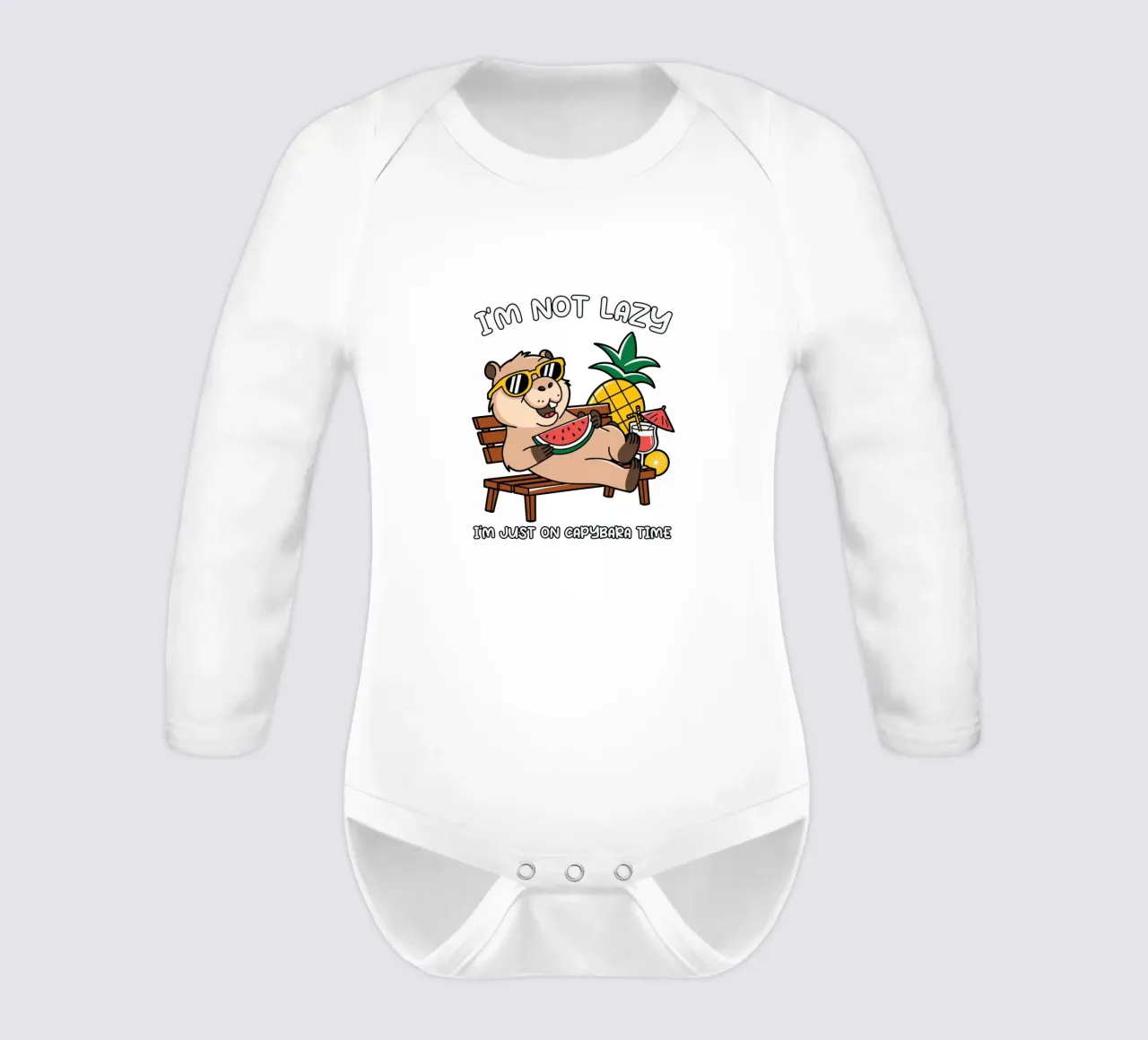 I'M NOT LAZY. I'M JUST ON CAPYBARA TIME Langarm Babybody von edsonramosart