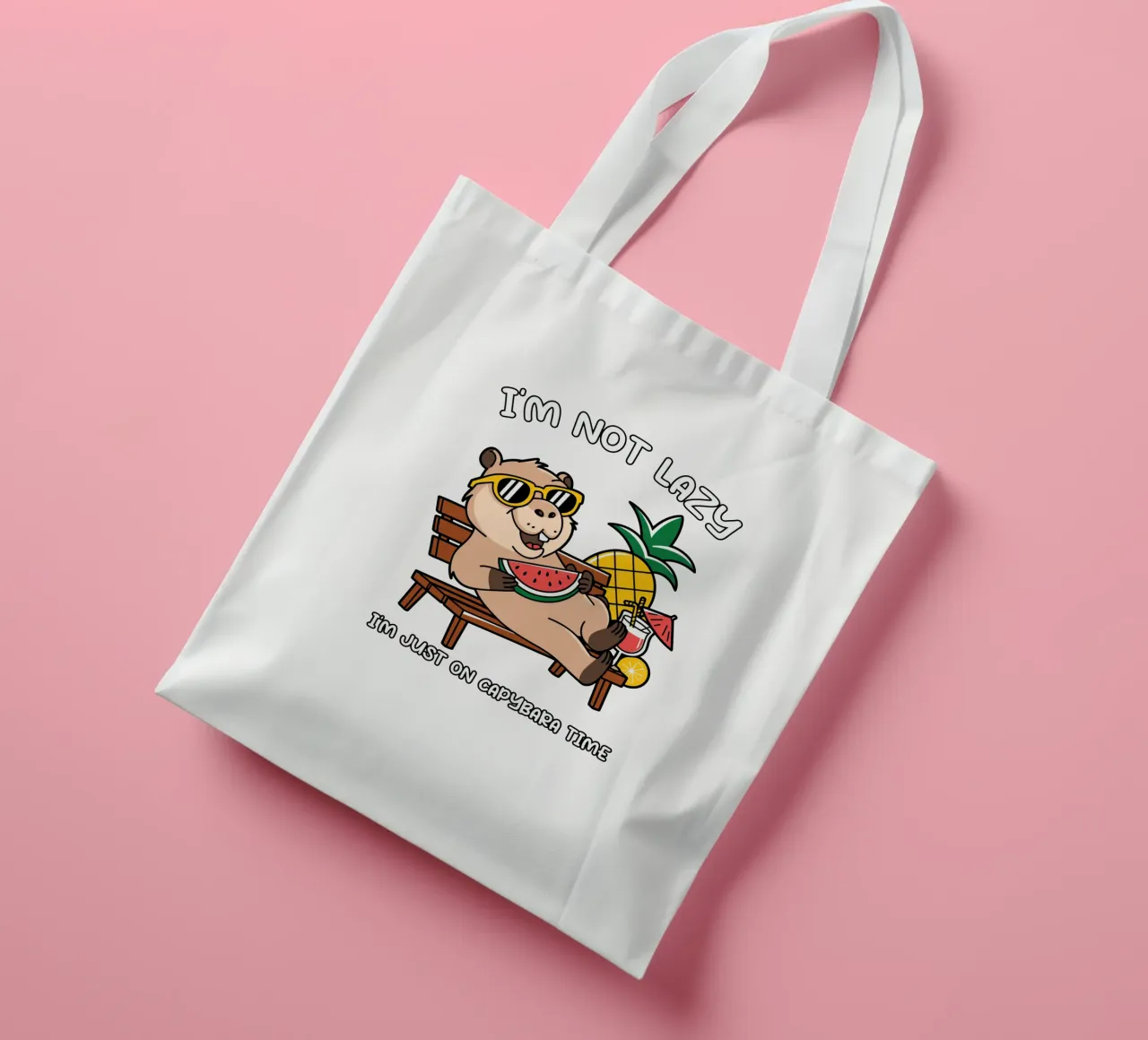 I'M NOT LAZY. I'M JUST ON CAPYBARA TIME borsa in juta da edsonramosart