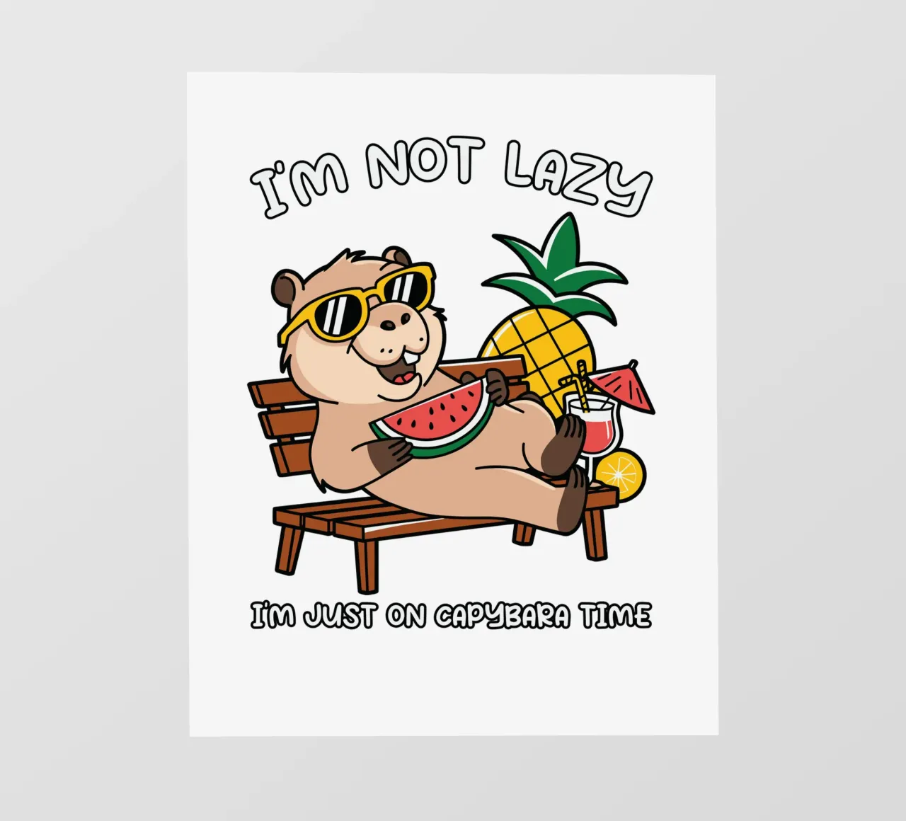 I'M NOT LAZY. I'M JUST ON CAPYBARA TIME fotobehang van edsonramosart