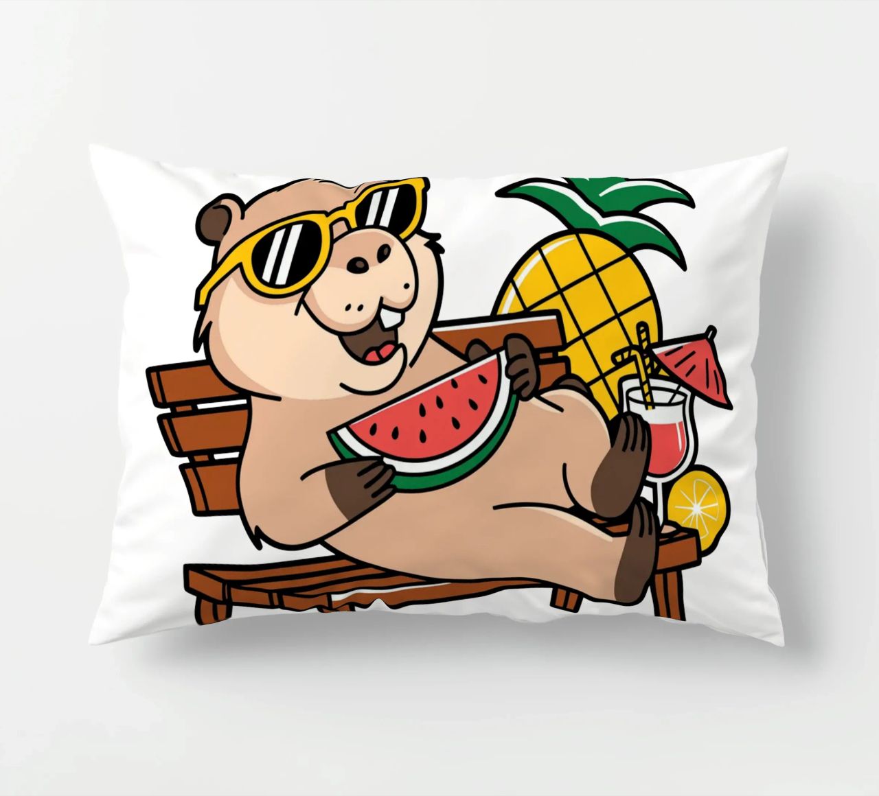 I'M NOT LAZY. I'M JUST ON CAPYBARA TIME decorative cushion by edsonramosart