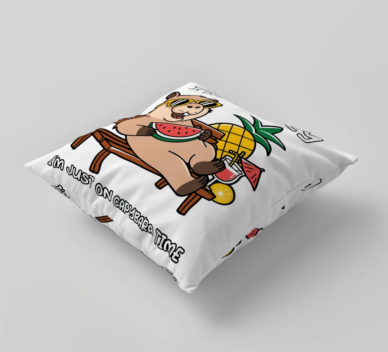 I'M NOT LAZY. I'M JUST ON CAPYBARA TIME coussin de edsonramosart
