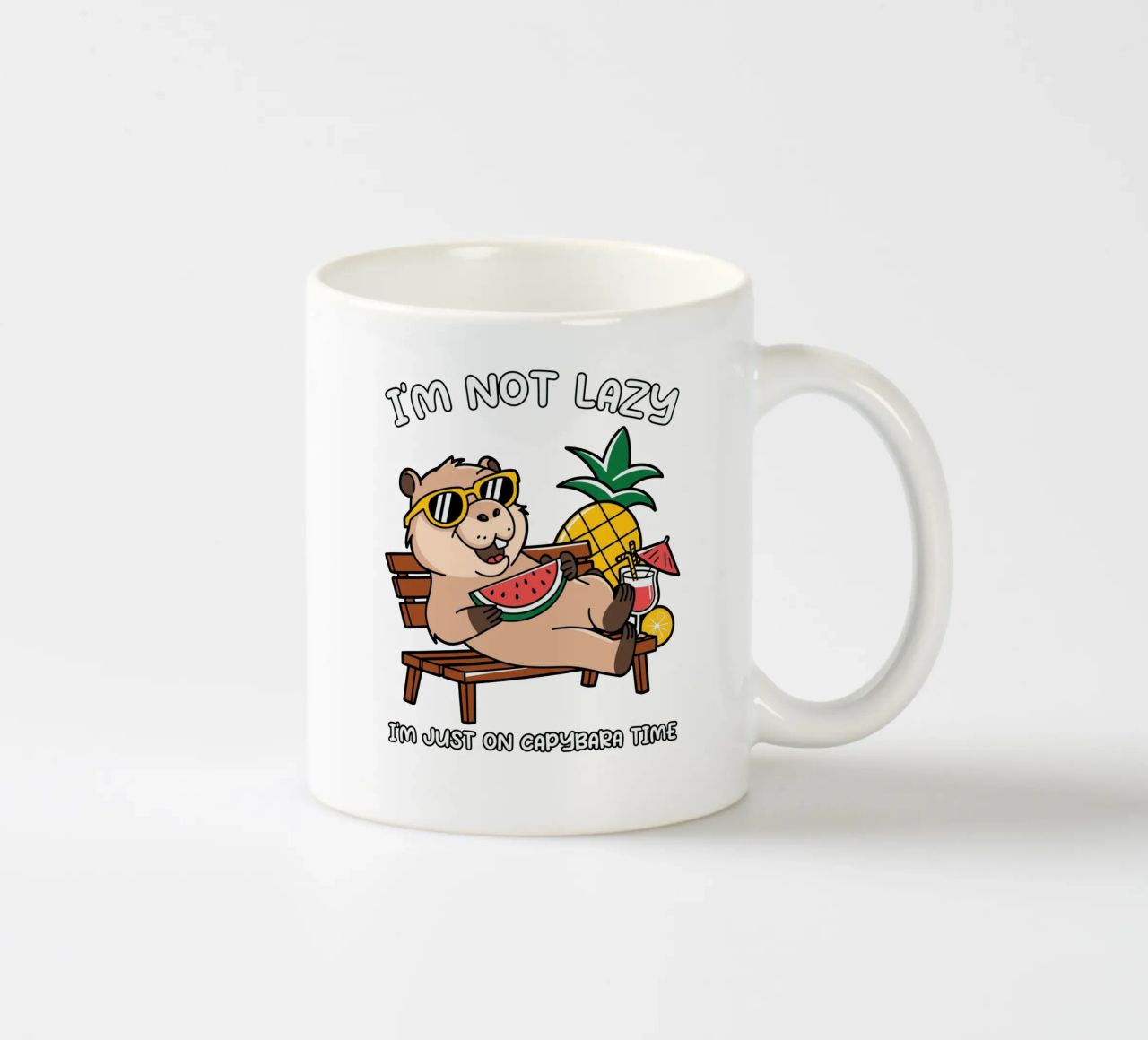 I'M NOT LAZY. I'M JUST ON CAPYBARA TIME ceramic mug by edsonramosart