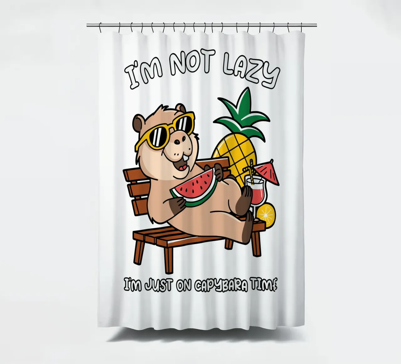 I'M NOT LAZY. I'M JUST ON CAPYBARA TIME rideau de douche de edsonramosart
