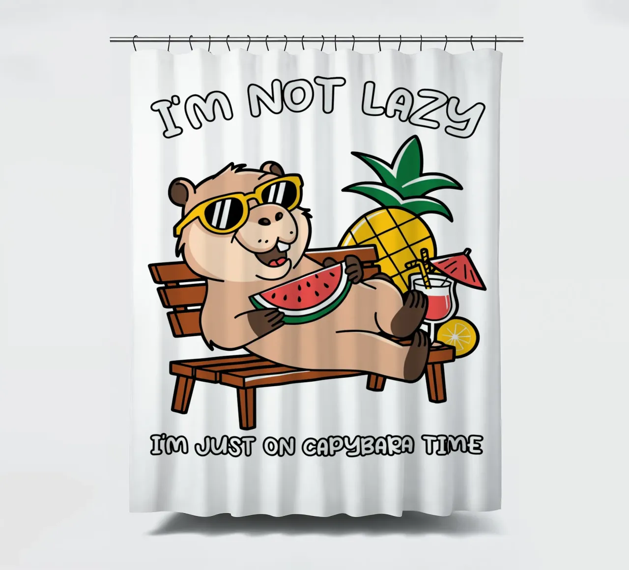 I'M NOT LAZY. I'M JUST ON CAPYBARA TIME rideau de douche de edsonramosart