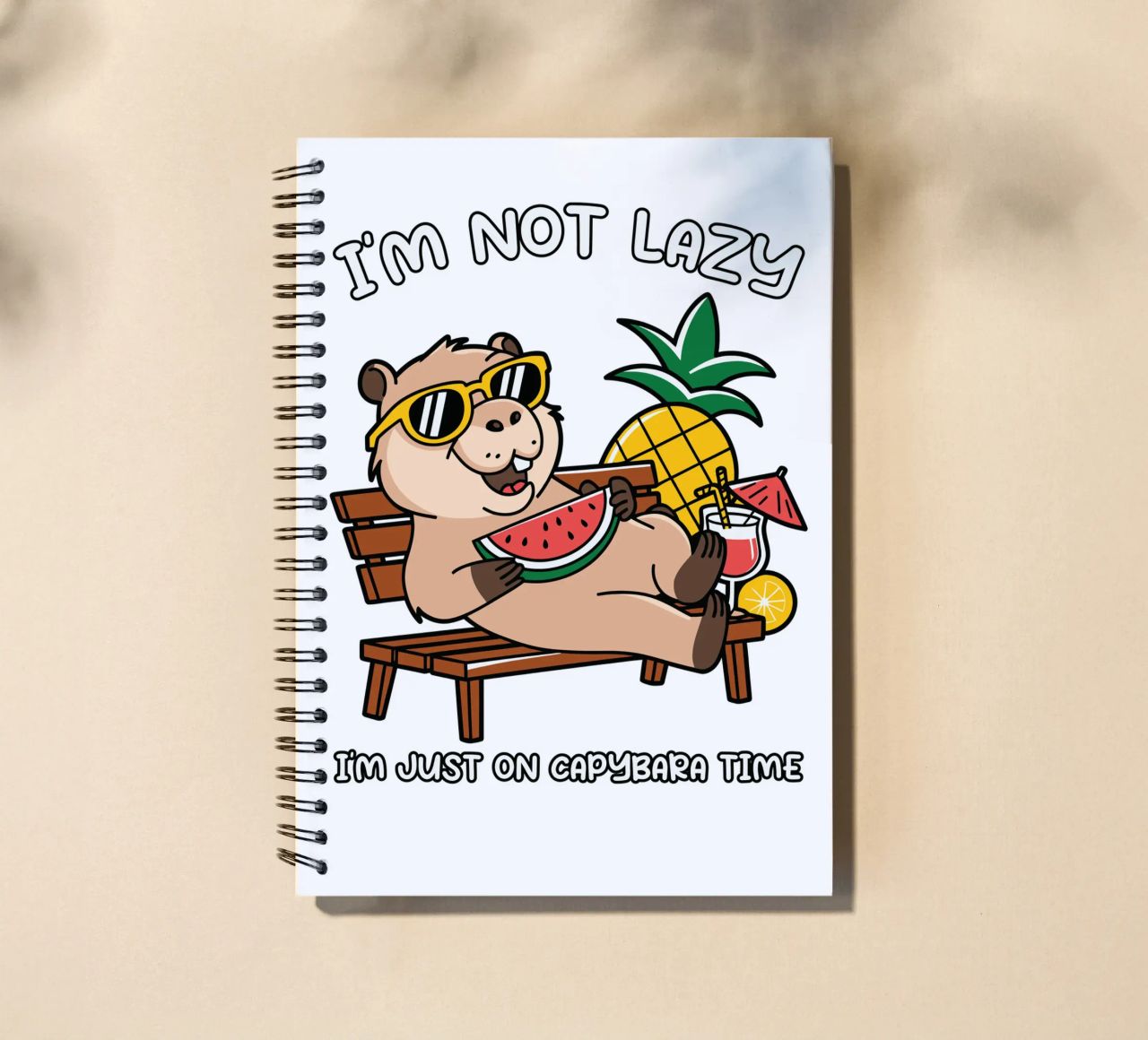 I'M NOT LAZY. I'M JUST ON CAPYBARA TIME spiral notebook by edsonramosart