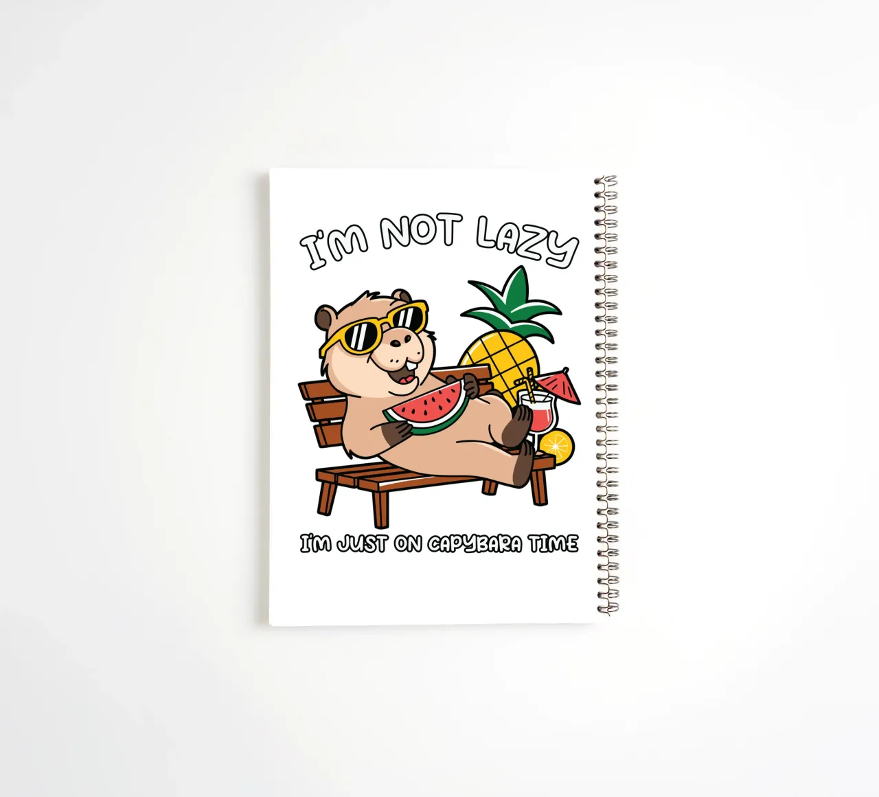 I'M NOT LAZY. I'M JUST ON CAPYBARA TIME spiral notebook by edsonramosart