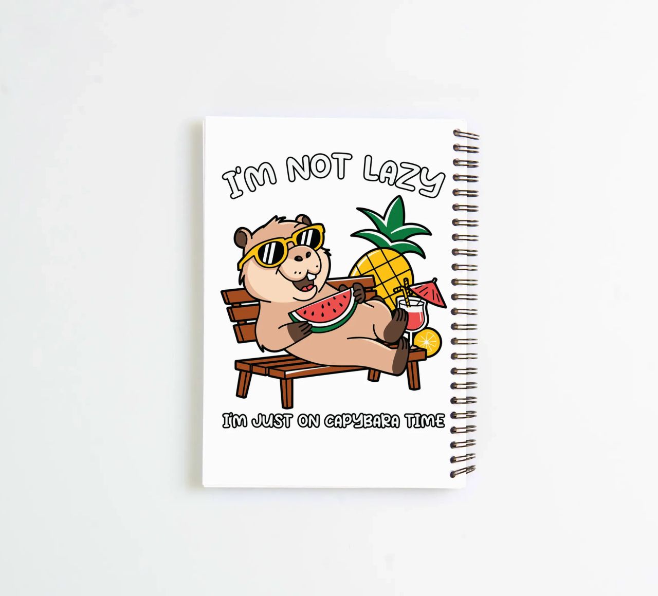 I'M NOT LAZY. I'M JUST ON CAPYBARA TIME spiral notebook by edsonramosart