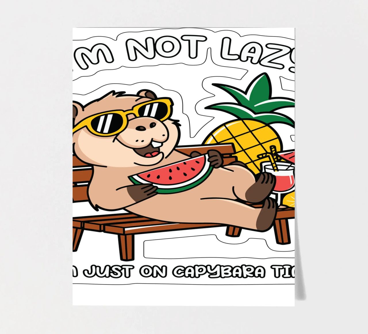 I'M NOT LAZY. I'M JUST ON CAPYBARA TIME sticker sheet by edsonramosart