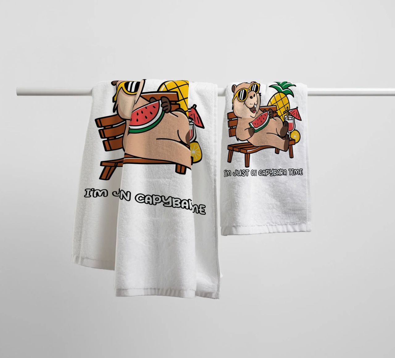 I'M NOT LAZY. I'M JUST ON CAPYBARA TIME towel by edsonramosart