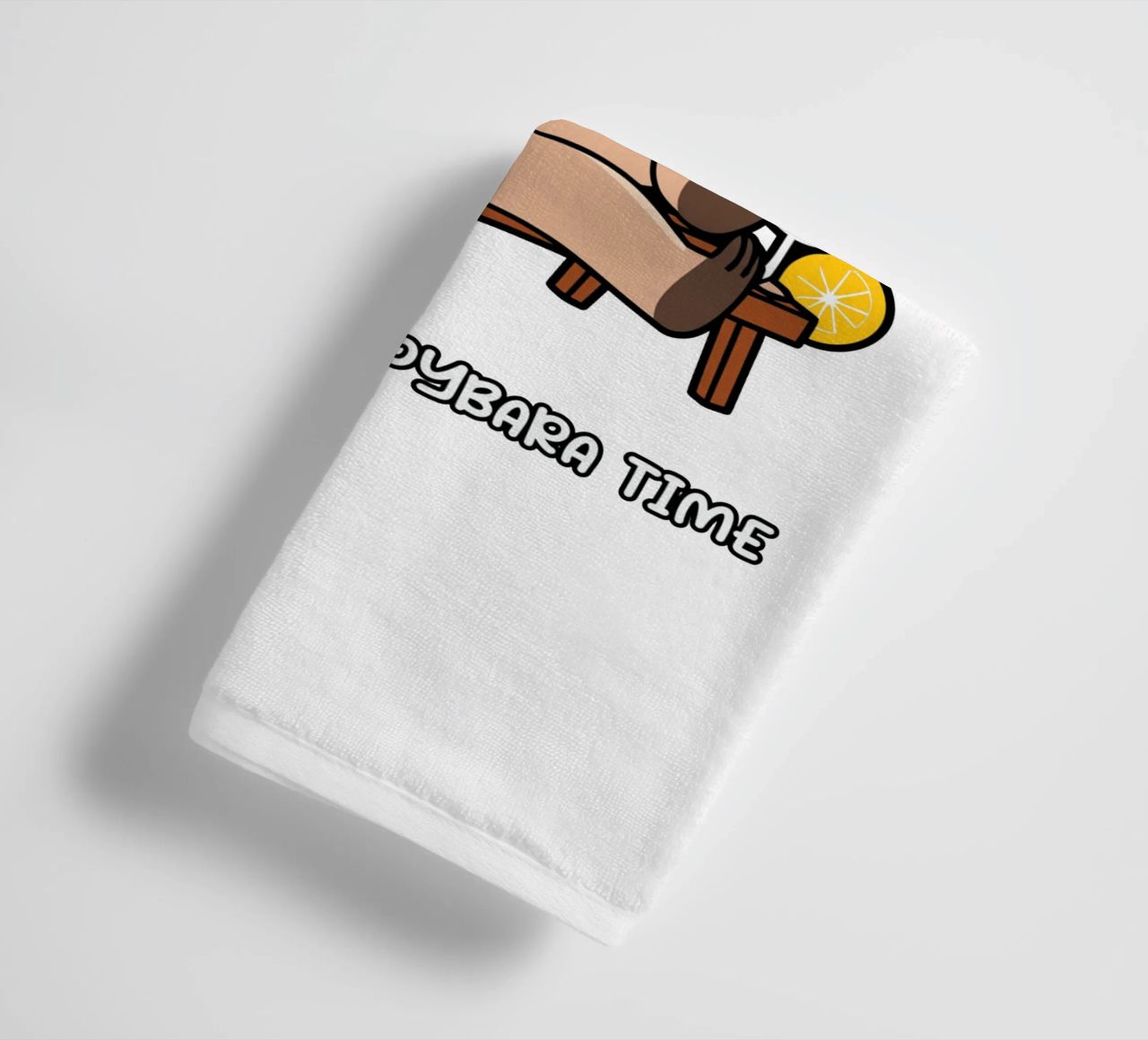 I'M NOT LAZY. I'M JUST ON CAPYBARA TIME towel by edsonramosart