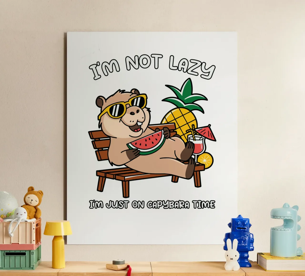 I'M NOT LAZY. I'M JUST ON CAPYBARA TIME alluminio dibond da edsonramosart