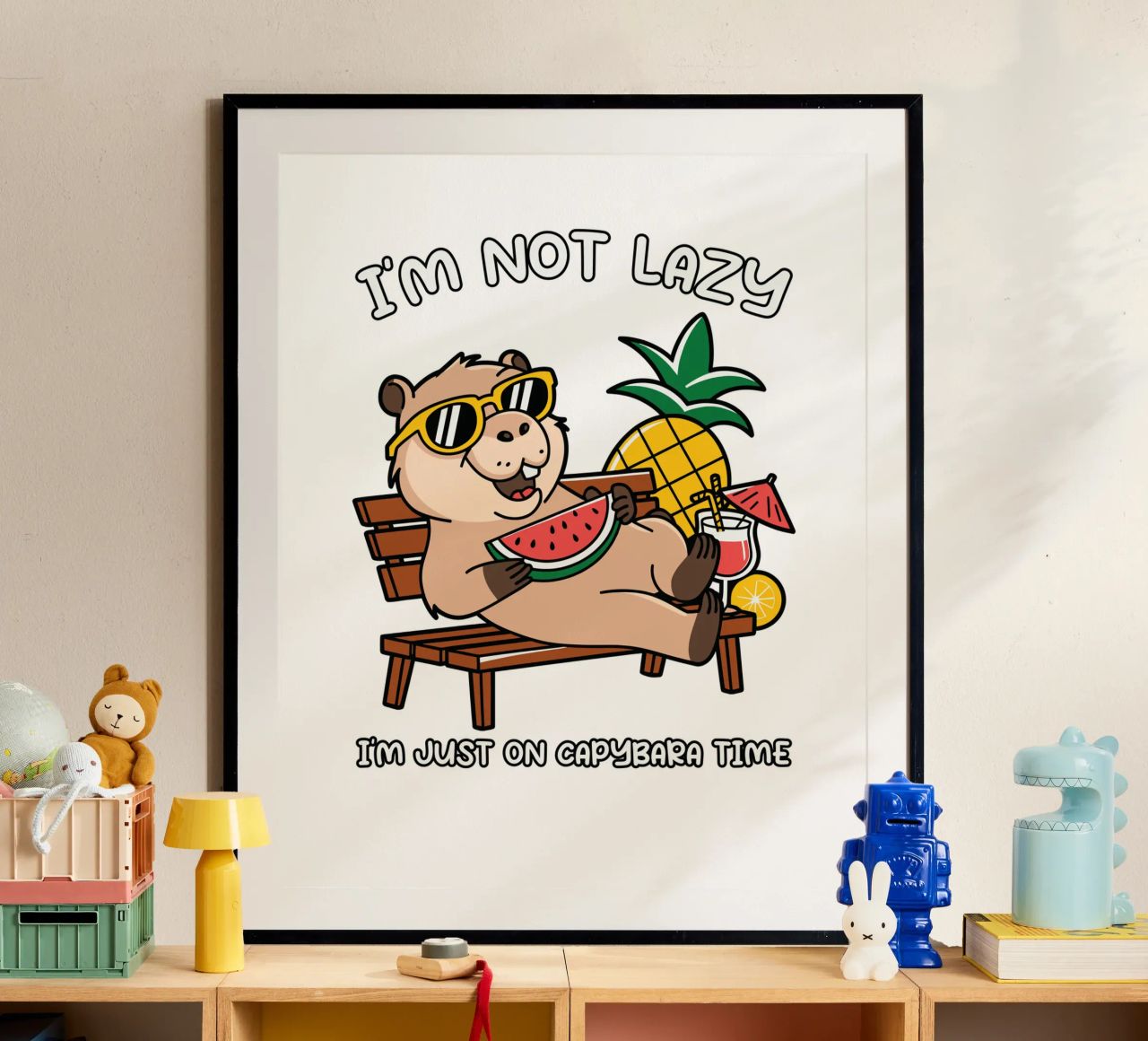 I'M NOT LAZY. I'M JUST ON CAPYBARA TIME poster by edsonramosart