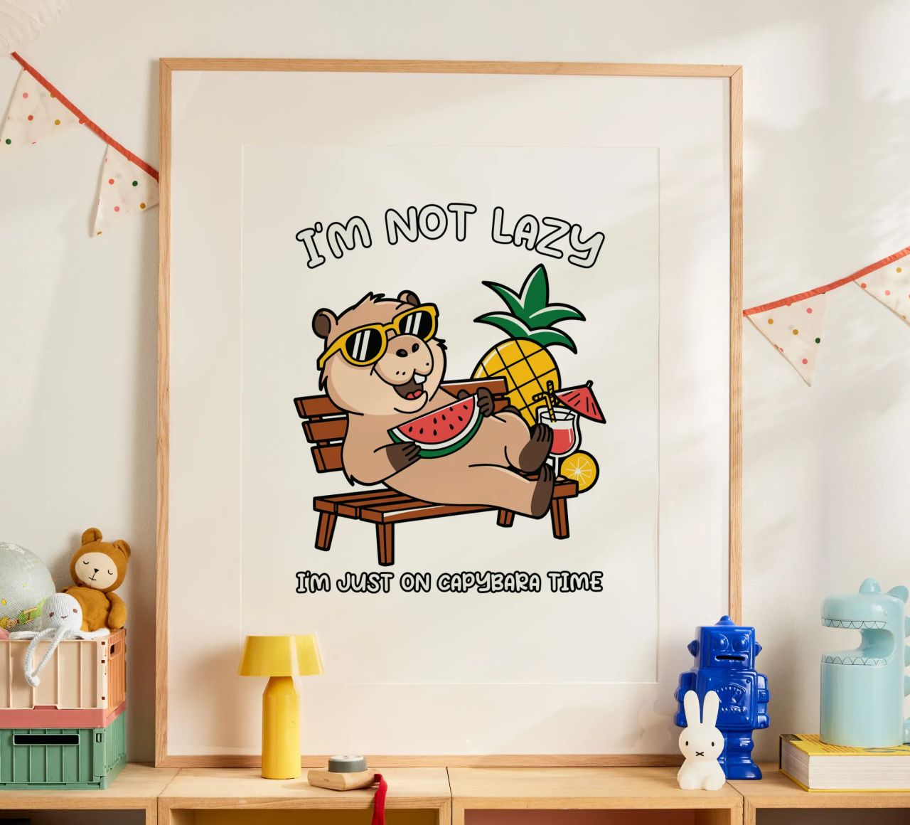 I'M NOT LAZY. I'M JUST ON CAPYBARA TIME poster by edsonramosart
