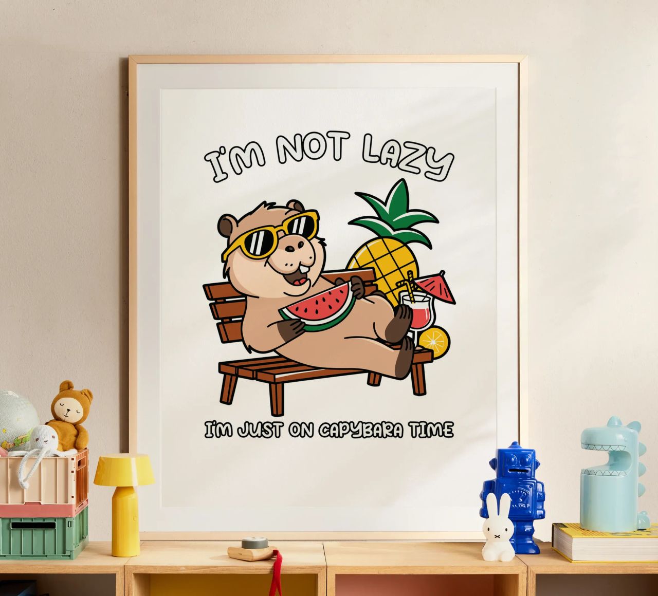 I'M NOT LAZY. I'M JUST ON CAPYBARA TIME poster by edsonramosart