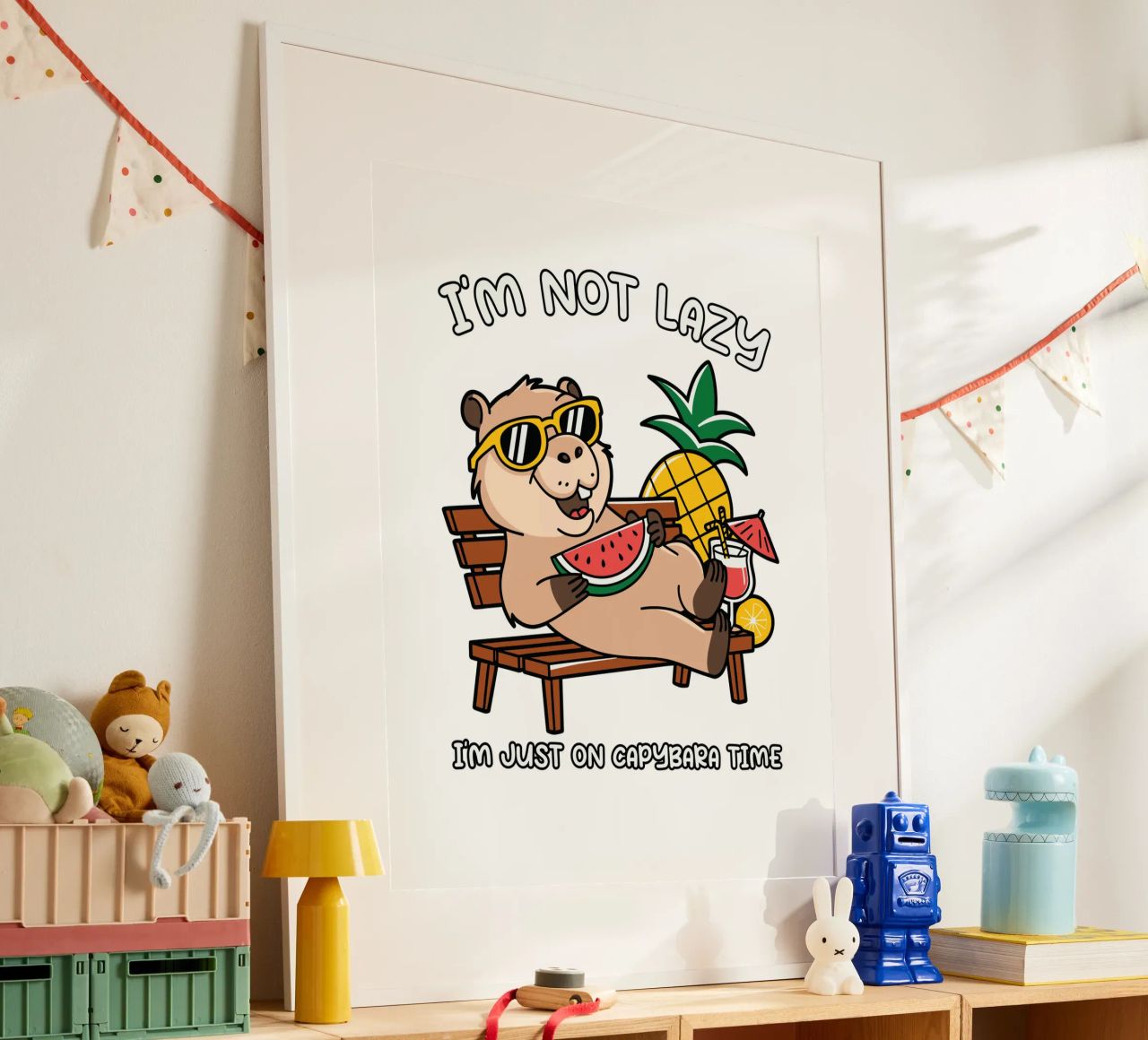 I'M NOT LAZY. I'M JUST ON CAPYBARA TIME poster by edsonramosart