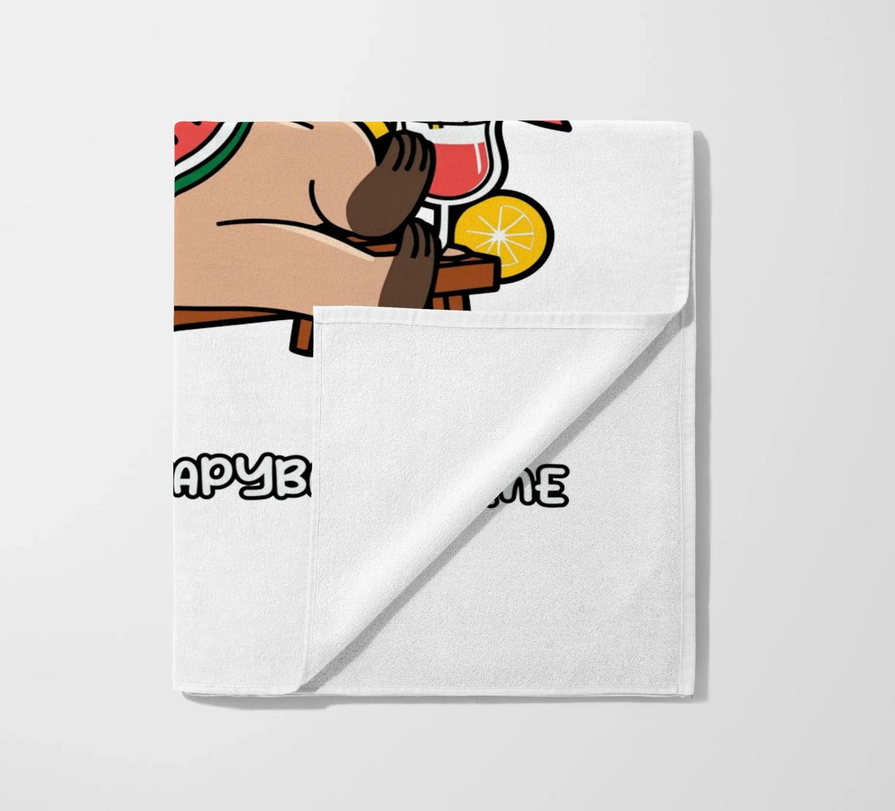 I'M NOT LAZY. I'M JUST ON CAPYBARA TIME beach towel by edsonramosart