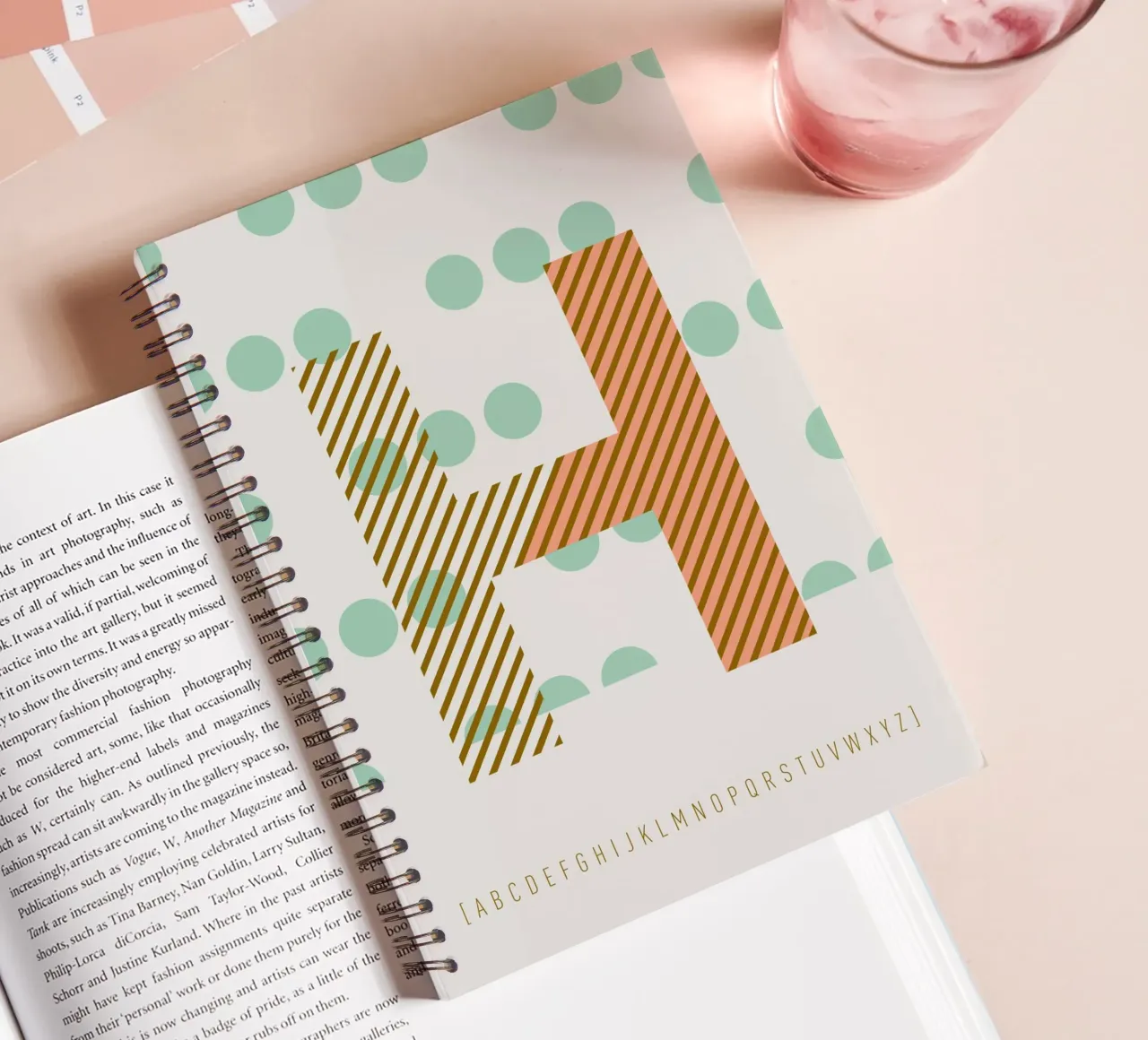 H Typeface Alphabet spiral notebook by lazydaypaper