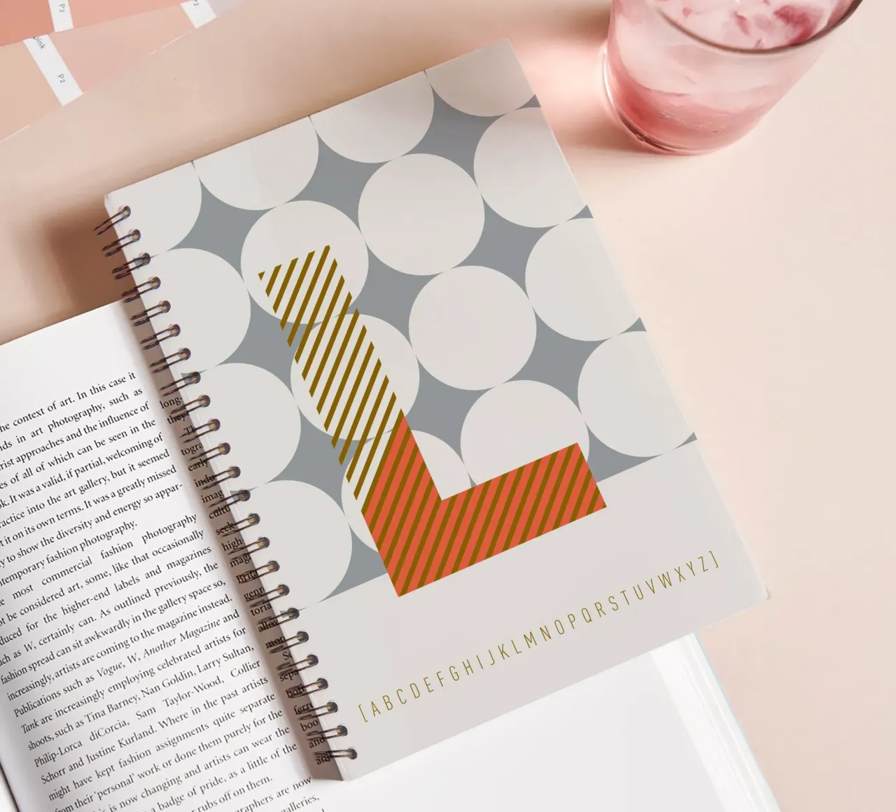 L Typeface Alphabet spiral notebook by lazydaypaper