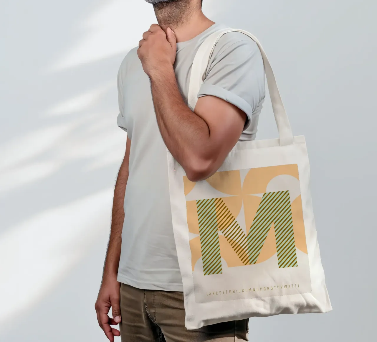 M Typeface Alphabet borsa in juta da lazydaypaper