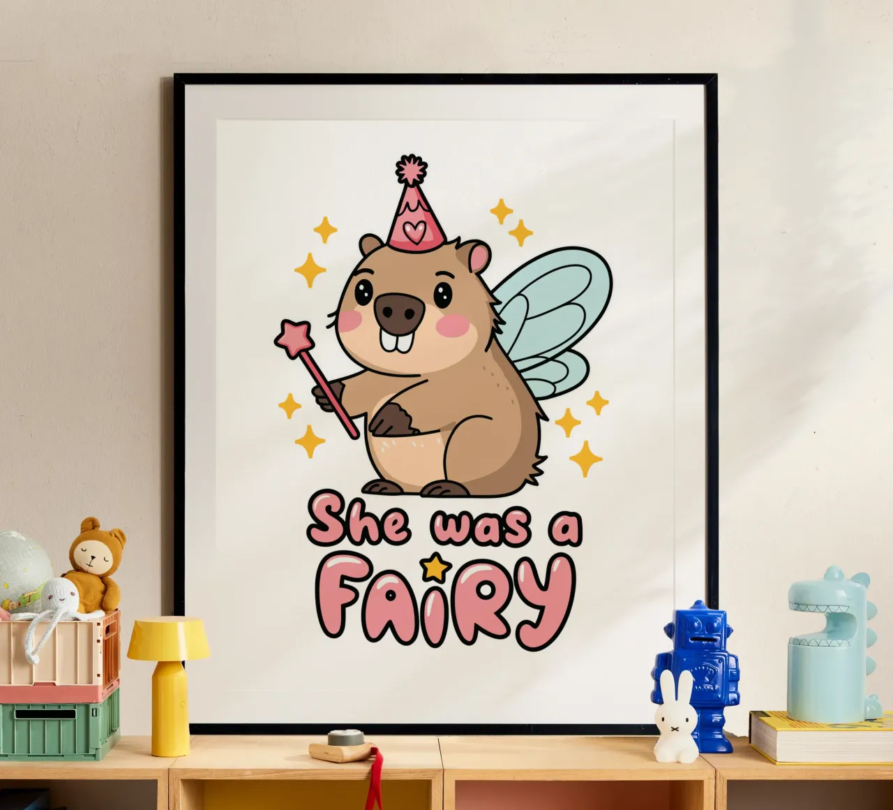 She was a fairy poster con telaio in legno da edsonramosart