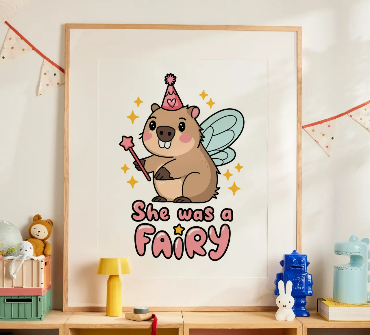 She was a fairy poster con telaio in legno da edsonramosart