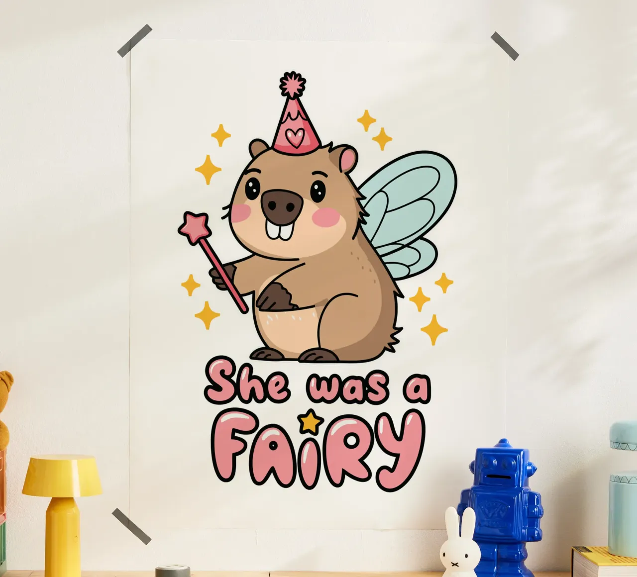 She was a fairy poster con telaio in legno da edsonramosart