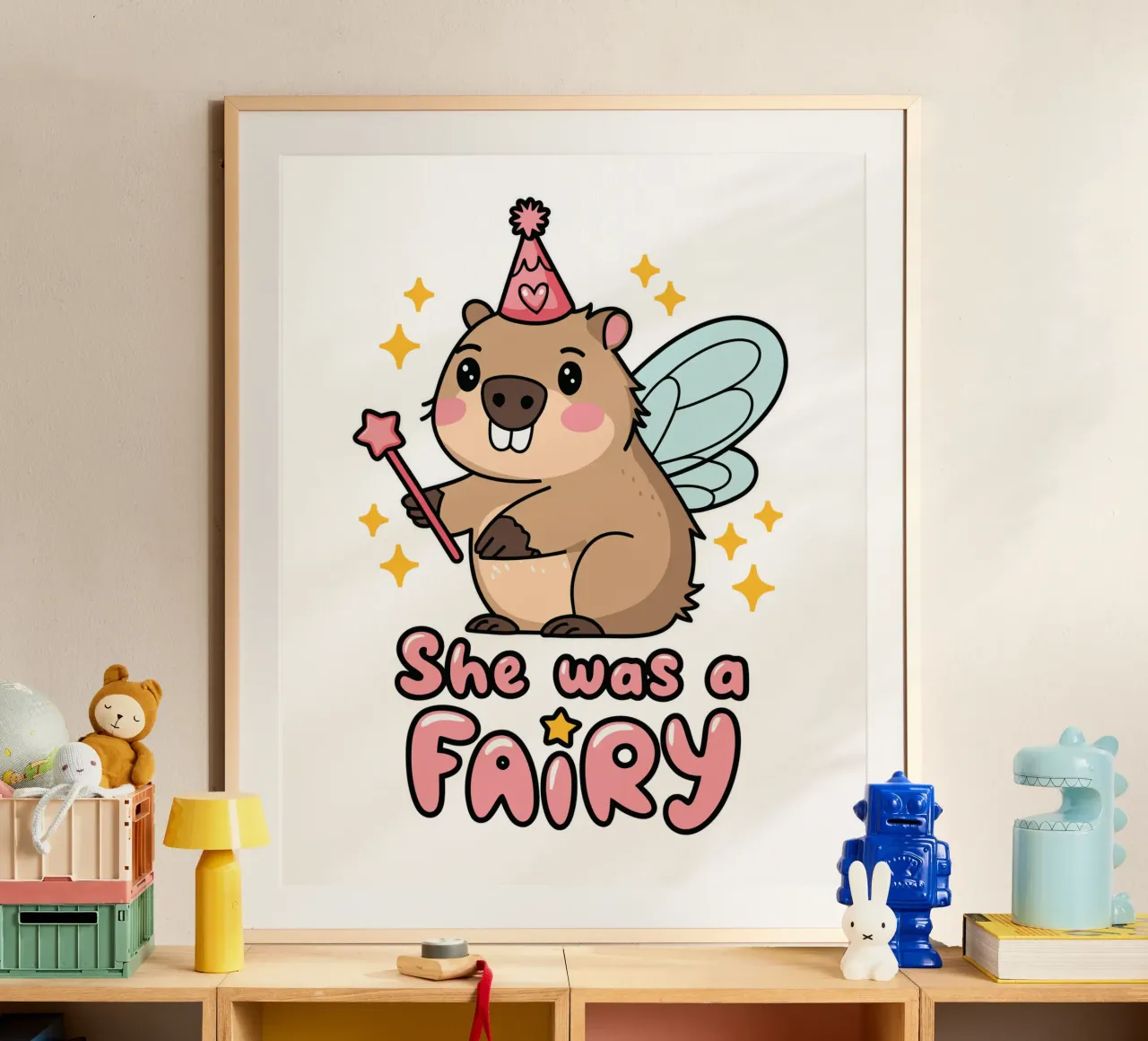 She was a fairy poster con telaio in legno da edsonramosart