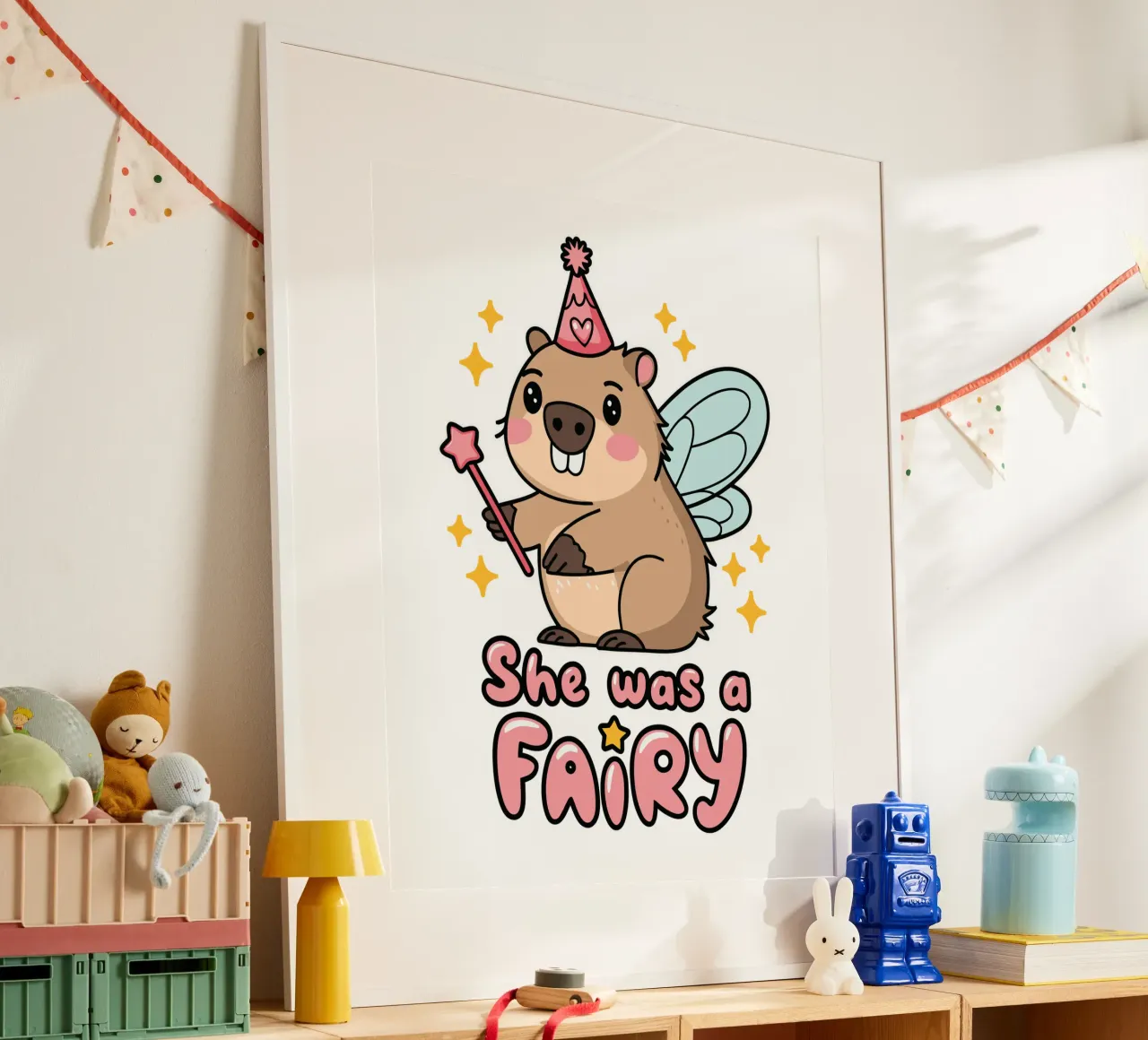 She was a fairy poster con telaio in legno da edsonramosart