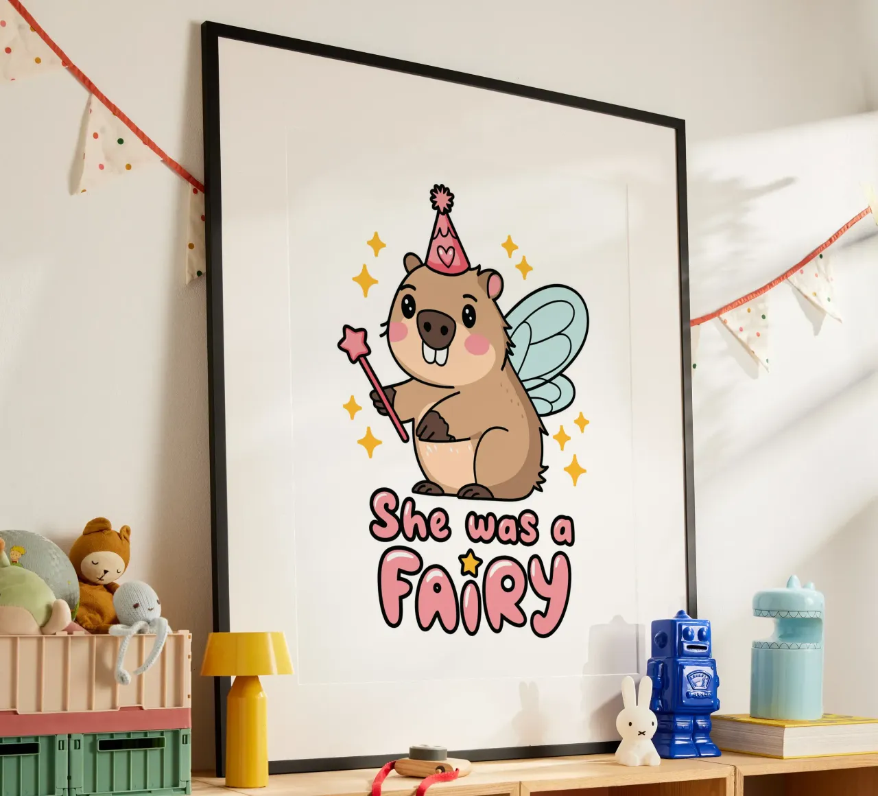 She was a fairy poster con telaio in legno da edsonramosart
