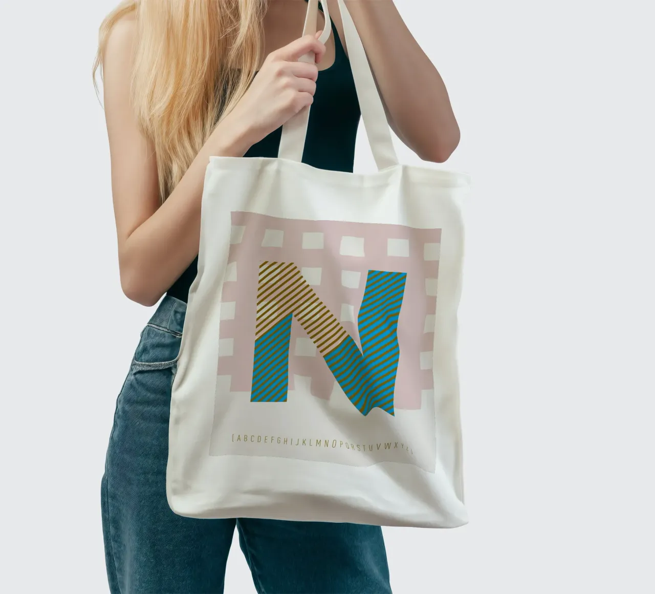 N Typeface Alphabet borsa in juta da lazydaypaper