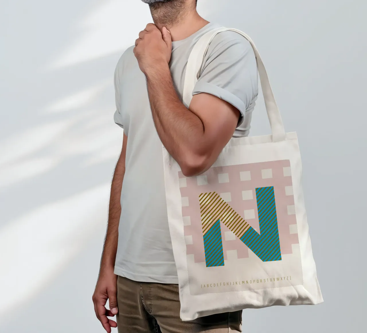 N Typeface Alphabet borsa in juta da lazydaypaper