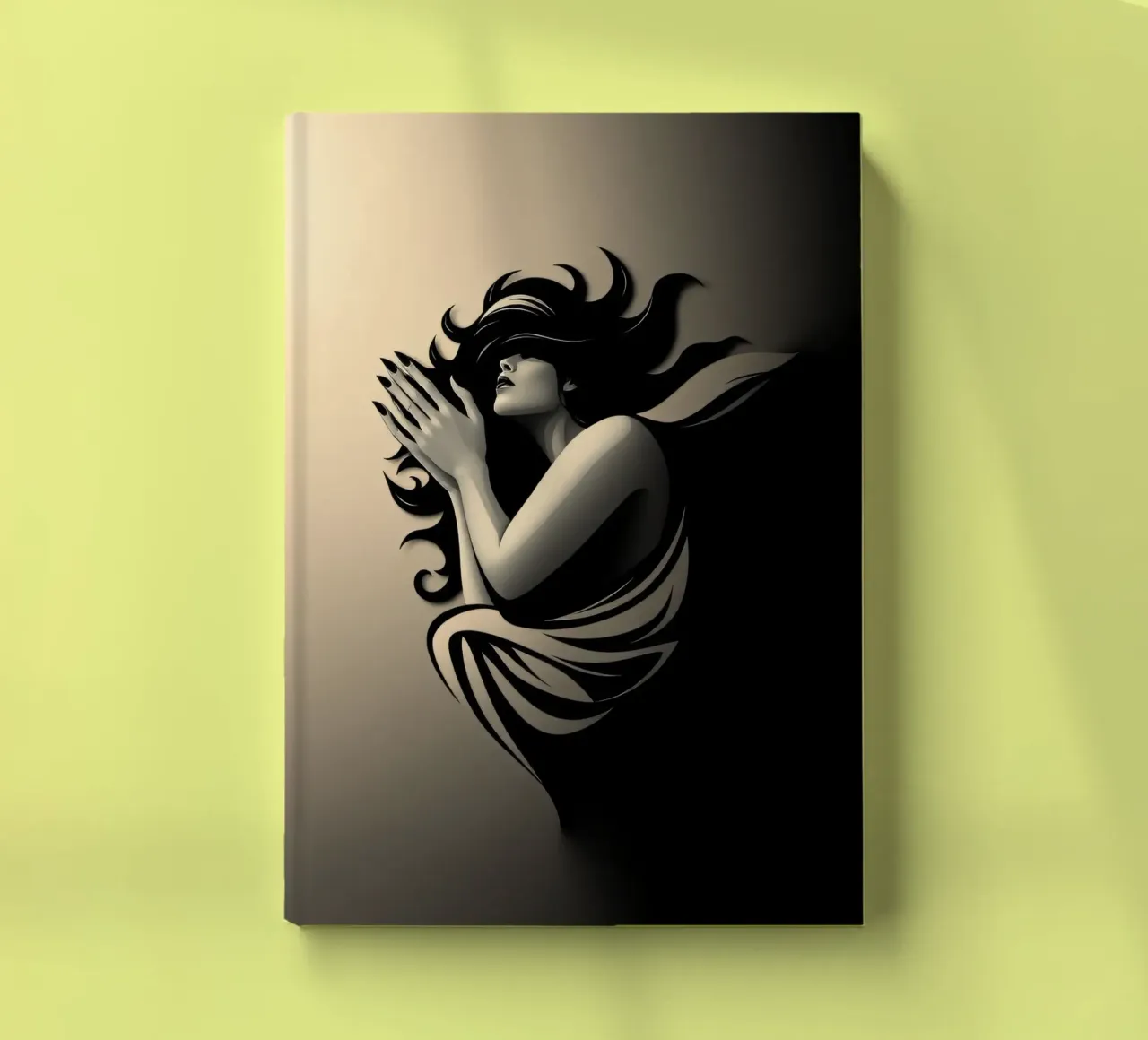 Una donna in preghiera, simbolo di pace e riflessione diario da DesignDoodle