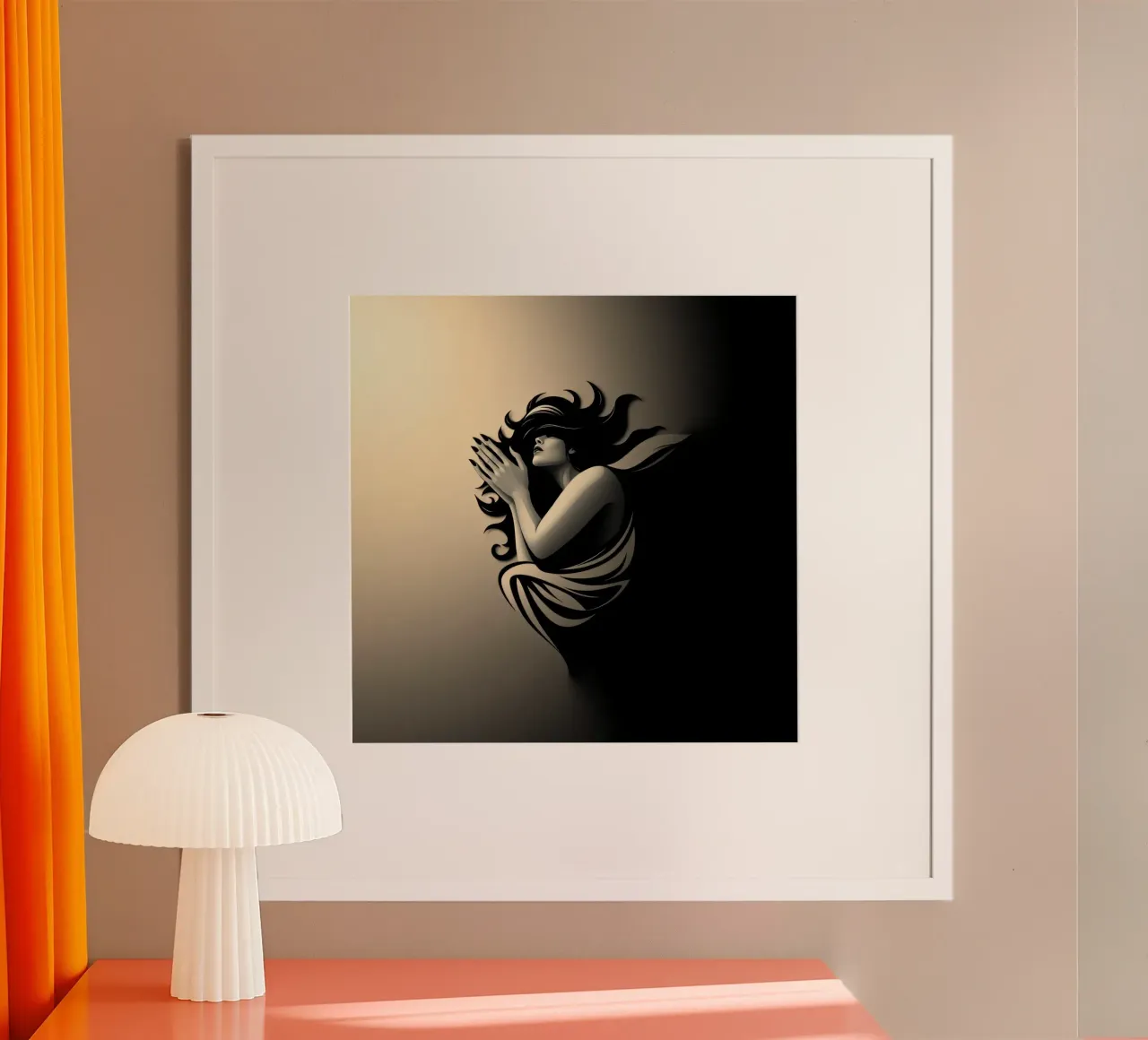 Una donna in preghiera, simbolo di pace e riflessione poster da DesignDoodle