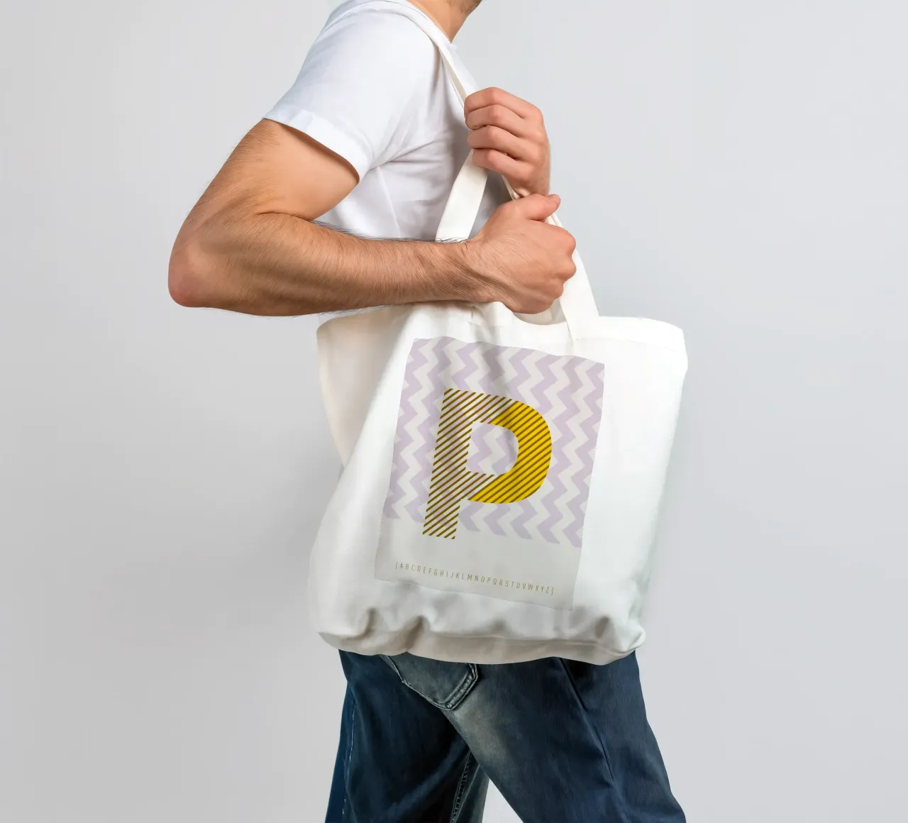 P Typeface Alphabet borsa in juta da lazydaypaper