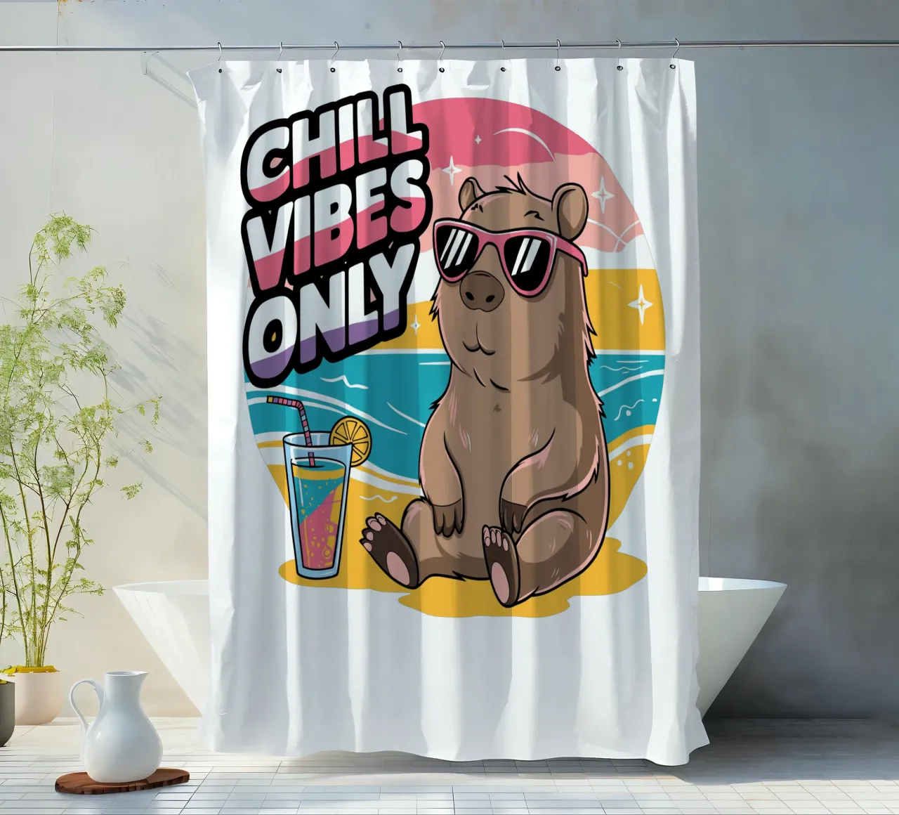 Chill Vibes Only cortina de baño de edsonramosart