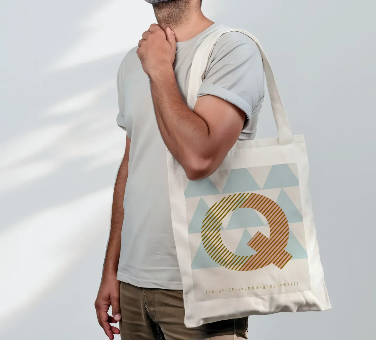 Q Typeface Alphabet borsa in juta da lazydaypaper