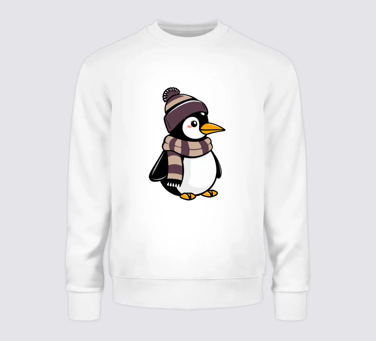 Simpatico pinguino dei cartoni animati con cappello e sciarpa invernali felpa da DesignDoodle