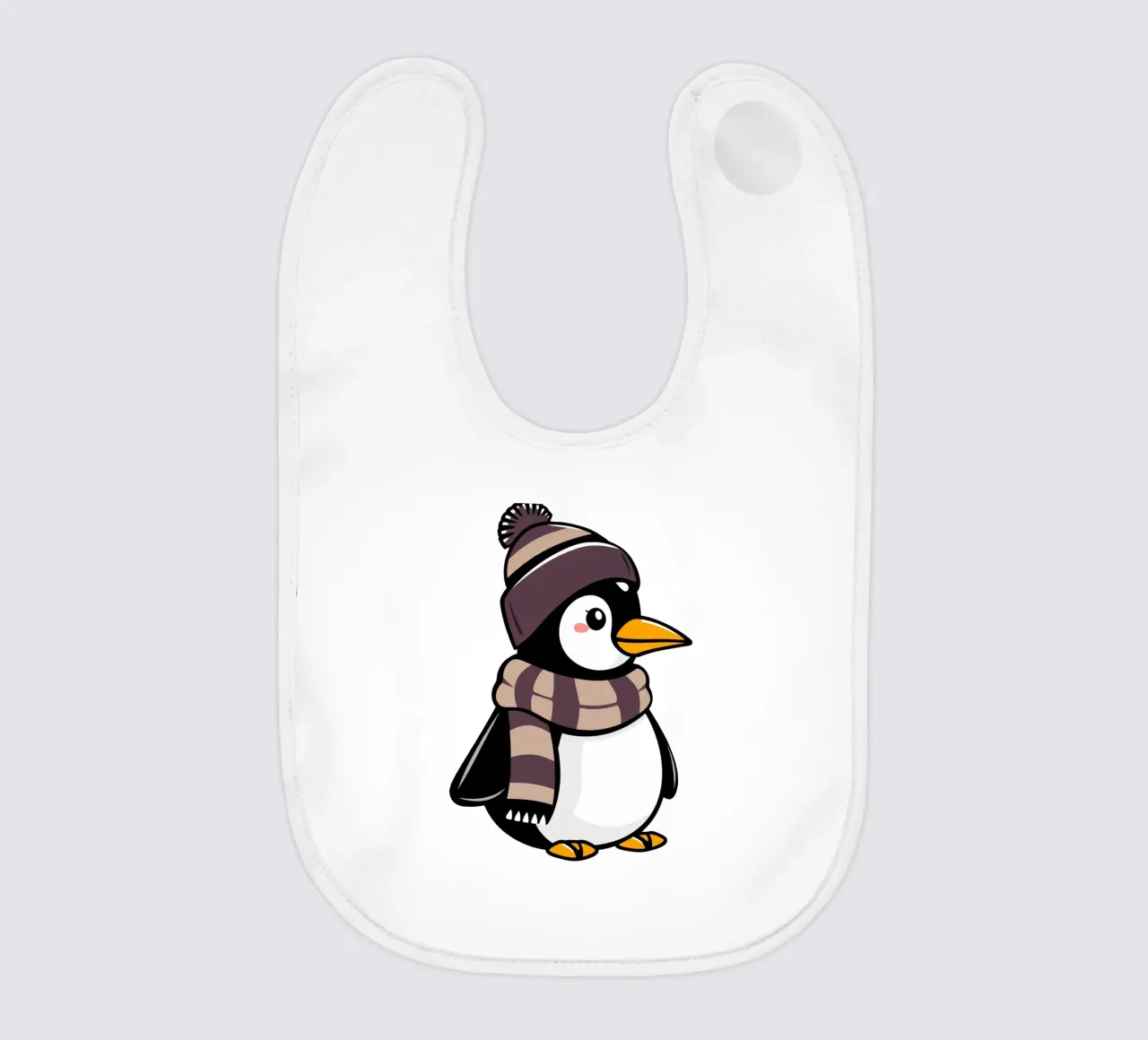 Simpatico pinguino dei cartoni animati con cappello e sciarpa invernali bavaglino da DesignDoodle