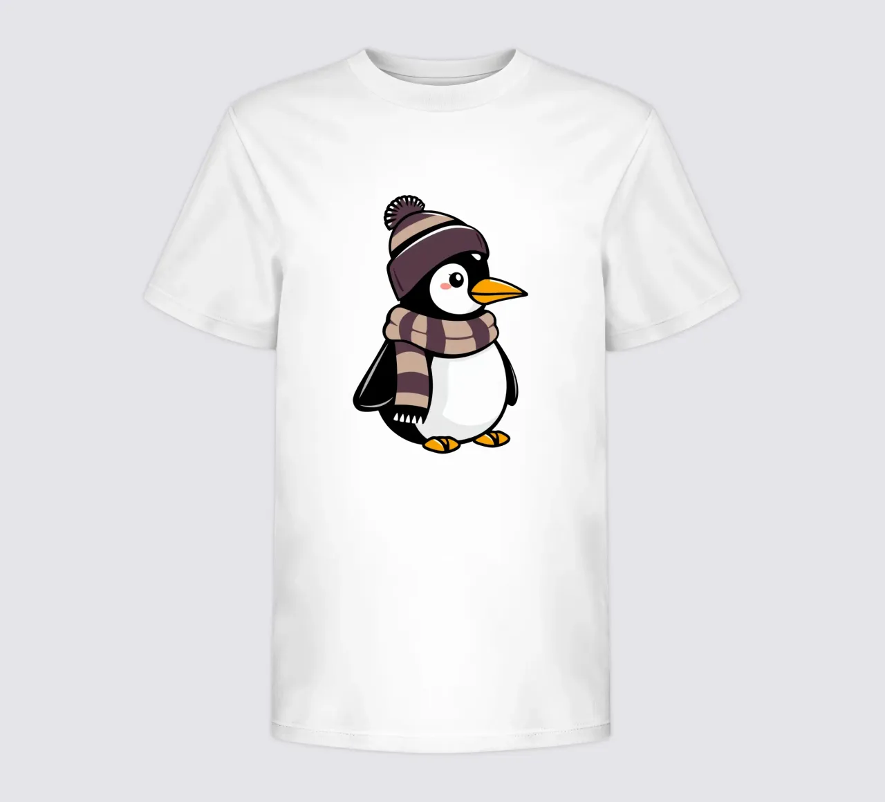 Mignon pingouin de dessin animé portant un bonnet et une écharpe d'hiver t-shirt enfant de DesignDoodle